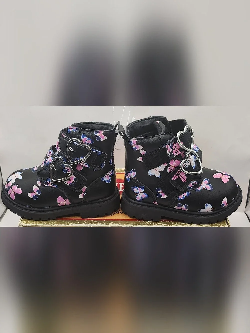Carter's Clary Toddler Girl Combat Fashion Boots in black with a butterflys S 5M